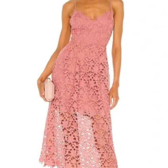 ASTR The Label Pink Mauve The Lace Midi Dress lined floral NWOT sz XS - Picture 1 of 1
